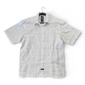 South Pole Hexagon Authentic White Ramie Button Up Shirt Mens Large Casual